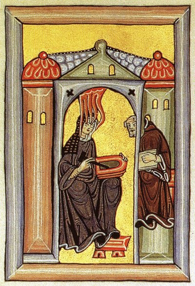 Liber Scivias Hildegarde de Bingen recevant une vision (v. 1175)